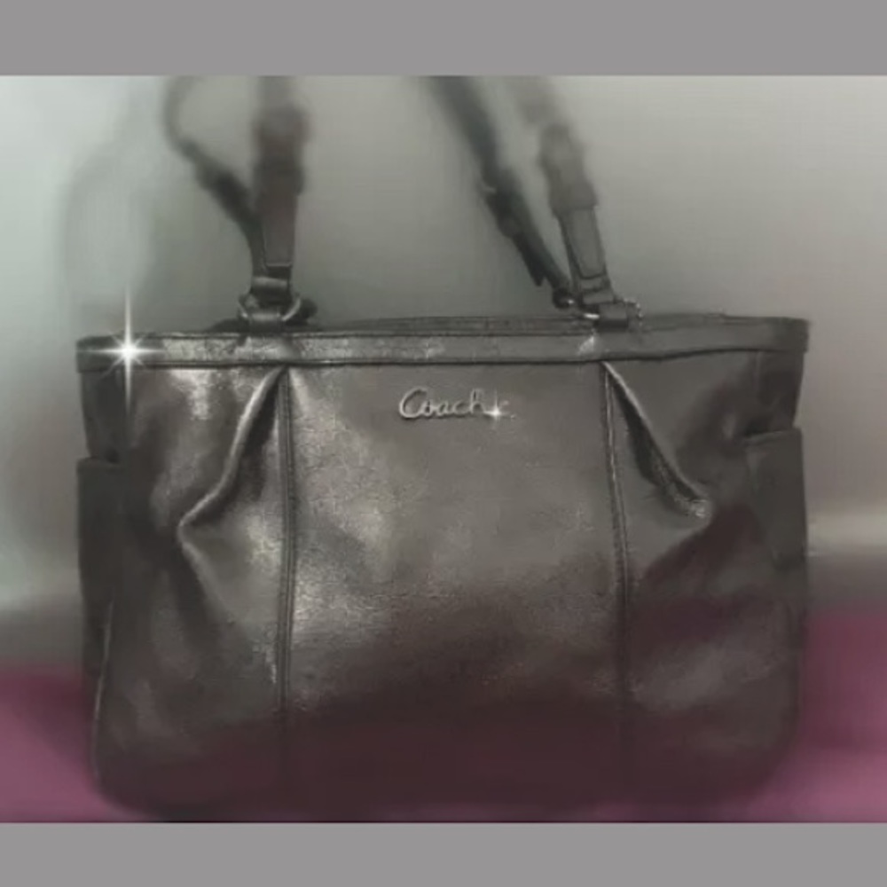 New silver coach authentic hand bag out of box